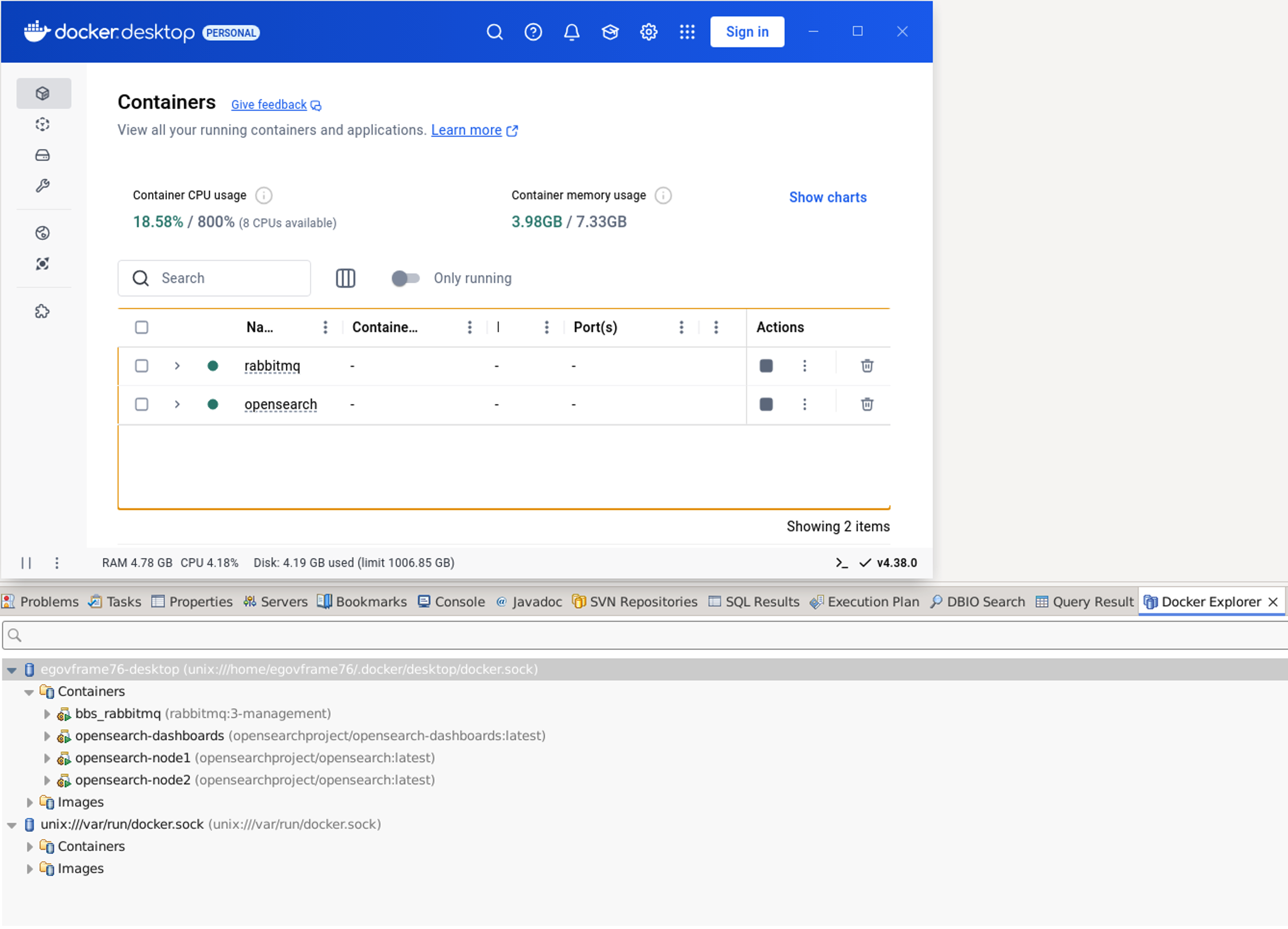 Docker Linux 연결 결과