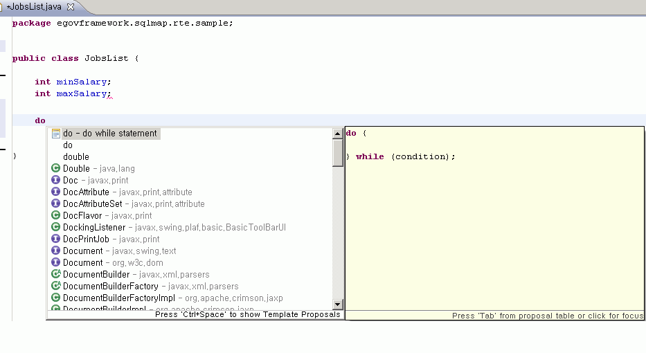 Code Assist 템플릿
