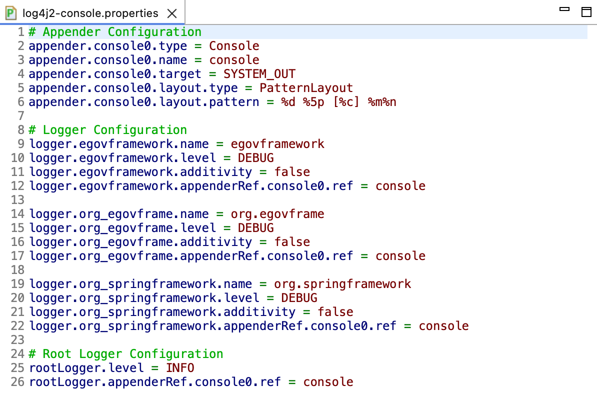 생성된 Configuration 파일 확인 (properties)